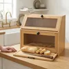 Bambus Brotkasten mit Schneidebrett,Großer Brotbox,2 Etagen Produktbild-Vorschau 4