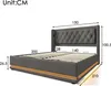 A diagram of a bed with dimensions and labels. Produktbild-Vorschau