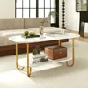 COSTWAY Couchtisch mit Faux-Marmorplatte, 2-stufiger Produktbild-Vorschau 3
