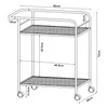 A diagram of a black serving cart with dimensions indicated by lines and text. Anteprima dell’immagine prodotto