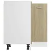 A corner kitchen cabinet with a white front and a wood-grain door. Produktbild-Vorschau