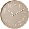 A close-up view of a taupe wall clock with white numbers and hands. Produktbild-Vorschau