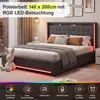 OYAJIA Polsterbett Stauraumbett mit LED Licht Produktbild-Vorschau 10