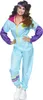 A woman is posing in a colorful 80s-style tracksuit. Produktbild-Vorschau
