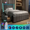 Graues Jugendbett mit Stauraum: LED-Licht, USB-C Produktbild-Vorschau 1
