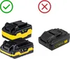 Two batteries are shown on the left with a green checkmark, indicating they are compatible. One battery is shown on the right with a red X, indicating it is not compatible. Produktbild-Vorschau