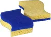 Two cleaning sponges with blue abrasive sides and yellow sponge sides, arranged diagonally. Produktbild-Vorschau
