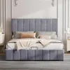 Boxspringbed 140 x 200 met fluwele bekleding, hydraulisch – Productafbeelding-voorbeeld 3