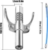 A product shot of a grease gun coupler and a flexible hose, with dimensions indicated. Produktbild-Vorschau