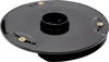 A black circular disc with a central cylindrical opening and three gold fasteners is shown against a white background. Produktbild-Vorschau