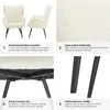 A collage of images showcasing a cream-colored armchair with black legs, highlighting its features. Náhled obrázku produktu