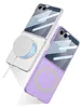 Two phone cases, one white and one purple, are shown diagonally against a white background. The white case has a white wireless charger attached. Náhled obrázku produktu