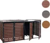 A multi-compartment trash bin enclosure with a stainless steel top. Podgląd zdjęcia produktu