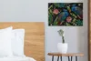MuchoWow® - Leinwandbilder - Stickereidruck - Pfau - Blumen Produktbild-Vorschau 4