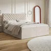 MOTIVENA Nero Chesterfield Boxspringbett 180x200 Beige Samt Produktbild-Vorschau 1