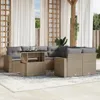 9-tlg. Garten-Sofagarnitur mit Kissen Beige Poly Rattan Produktbild-Vorschau 2