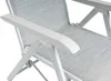 Close-up of the armrest and fabric of a white and light gray outdoor chair. Produktbild-Vorschau