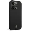 A black iPhone case with a Mercedes-Benz logo on a white background. Produktbild-Vorschau