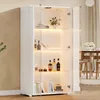 Merax Vitrinenschrank mit LED Beleuchtung, Glasvitrine mit Produktbild-Vorschau 3
