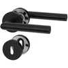 A black door handle set with a round rosette and a keyhole escutcheon, shown against a white background. Produktbild-Vorschau