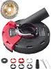 A dust shroud for an angle grinder, along with a diamond grinding cup wheel and various accessories, is displayed against a white background. Voir les images du produit