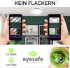A split image showing two hands holding smartphones, each displaying a light fixture through the phone's camera. The left phone shows a red 'X' indicating a flickering light, while the right phone shows a green checkmark indicating a non-flickering light.  Podgląd zdjęcia produktu