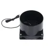 A black, cylindrical fan with a cable is shown against a white background. Voir les images du produit