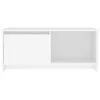 A white TV cabinet with one closed compartment and one open compartment, shown against a white background. Anteprima dell’immagine prodotto