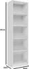 A white, five-shelf bookcase with dimensions indicated by text overlays. Produktbild-Vorschau