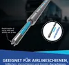Close-up of a metal rod with blue arrows indicating flow, with a truck blurred in the background. A circular inset shows a detail of the rod with text. Produktbild-Vorschau