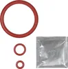 A set of red O-rings and a silver packet are shown against a white background. Produktbild-Vorschau