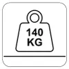 A graphic representation of a weight with the text '140 KG' on it, placed on a line. Produktbild-Vorschau