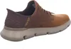 Side view of a brown Skechers slip-in sneaker. Voir les images du produit