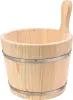 A wooden bucket with metal bands and a handle, isolated on a white background. Anteprima dell’immagine prodotto