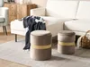 BELIANI Pouf 2er Set Taupe Samtstoff mit Stauraum Produktbild-Vorschau 2