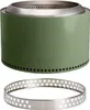 A green Solo Stove Yukon fire pit and a silver stand are shown against a white background. Produktbild-Vorschau