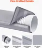 Close-up of a flexible gray fabric tube covering a white corrugated hose, with smaller inset images highlighting features. Anteprima dell’immagine prodotto