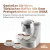 A Turkish coffee maker with three cups of coffee. Produktbild-Vorschau