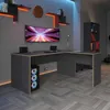 Univerzální rohový psací stůl CORNO, antracit/dub Náhled obrázku produktu 2