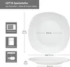 A white ceramic plate with dimensions and feature icons shown. Anteprima dell’immagine prodotto