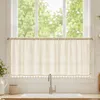 1 Stück Boho Scheibengardine mit Quasten Halbtransparent Produktbild-Vorschau 1