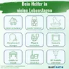 A grid of icons illustrating various uses for a product, with a title and a logo. Produktbild-Vorschau
