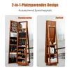 A split image showing the front and back of a wooden jewelry cabinet with a mirror. Náhľad obrázku produktu