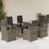 The Living Store 7-tlg. Garten-Essgruppe mit Kissen Grau Produktbild-Vorschau 2