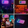 Collage of four images showing neon bar signs in different settings, including a party, a bar shelf, people at a bar, and a sign on a brick wall. Voir les images du produit