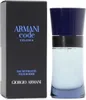 Duftflakon Armani Code Colonia mit stilvoller Box – schlichtes, modernes Design mit schwarzer Verpackung und blau-schimmerndem Flakon für Herren. Anteprima dell’immagine prodotto