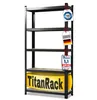A black metal shelving unit with several labels attached to the side. Produktbild-Vorschau