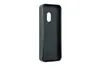 A black phone case is shown from the back, lying on a white background. Produktbild-Vorschau