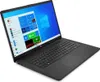 A black HP laptop is shown from a diagonal angle, with the screen displaying the Windows 10 operating system and various application icons. Produktbild-Vorschau