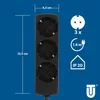 Unitec 1,4 m Steckdosenleiste - Schwarz, 3-fach Produktbild-Vorschau 4